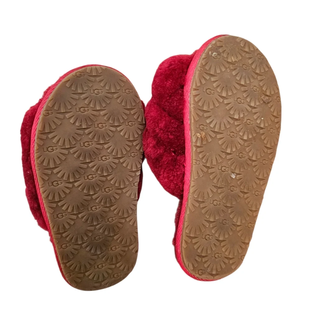 Ugg Fluff Yea Little Girls Slide Slippers Sandal Red Toddler‎ 8
